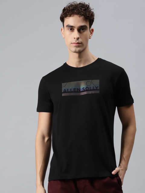 

Allen Solly Men Black Brand Logo Printed Polo Collar T-shirt