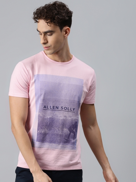 

Allen Solly Men Pink & Purple Brand Logo Printed Polo Collar Slim Fit T-shirt