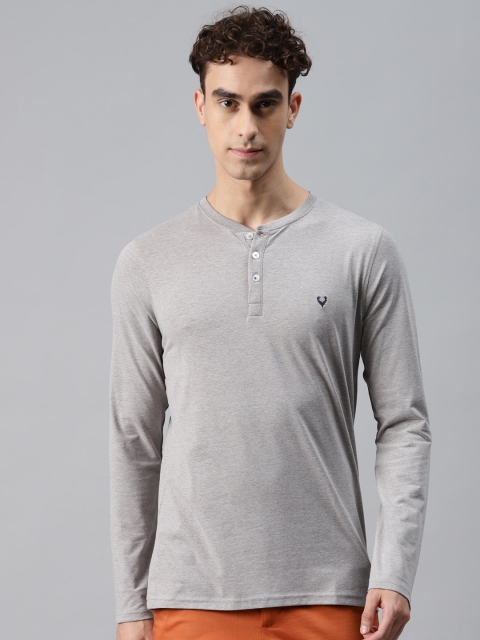 

Allen Solly Men Grey Melange Solid Henley Neck T-shirt