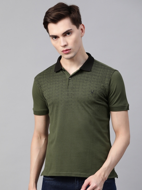 

Allen Solly Men Olive Printed Polo Collar T-shirt