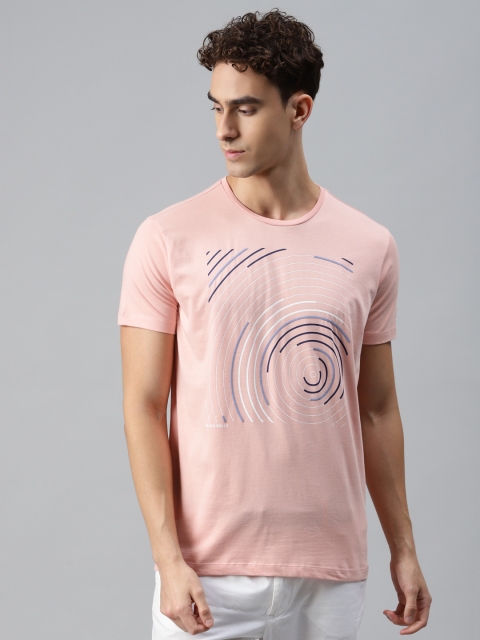 

Allen Solly Men Pink Printed Polo Collar Slim Fit T-shirt