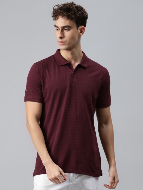 

Allen Solly Men Maroon Printed Cotton Polo Collar T-shirt