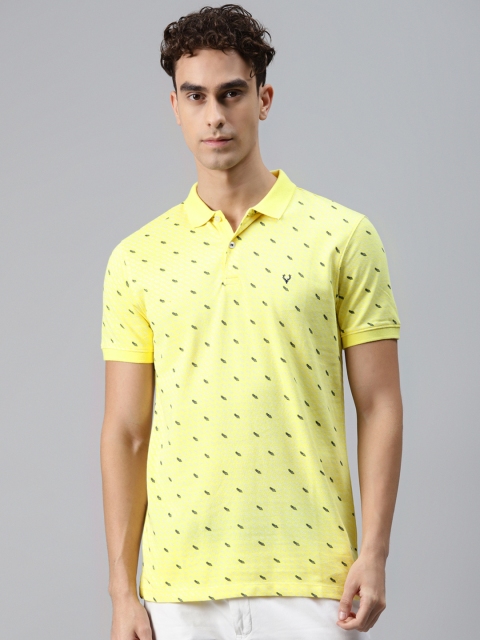 

Allen Solly Men Yellow Printed Polo Collar Cotton T-shirt