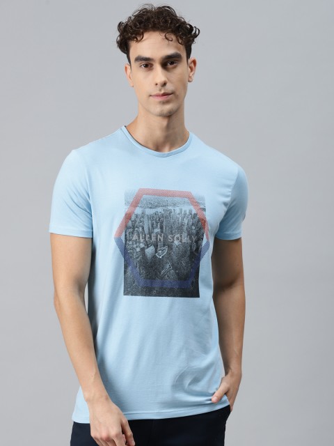 

Allen Solly Men Blue Printed Polo Collar Slim Fit T-shirt