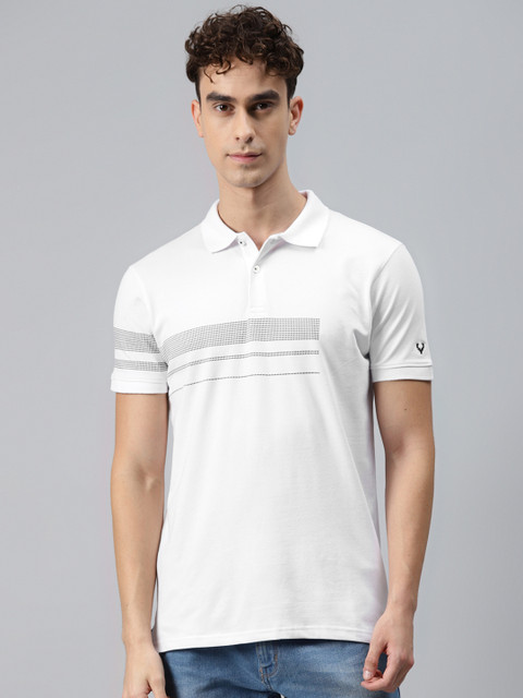 

Allen Solly Men White & Black Printed Polo Collar T-shirt