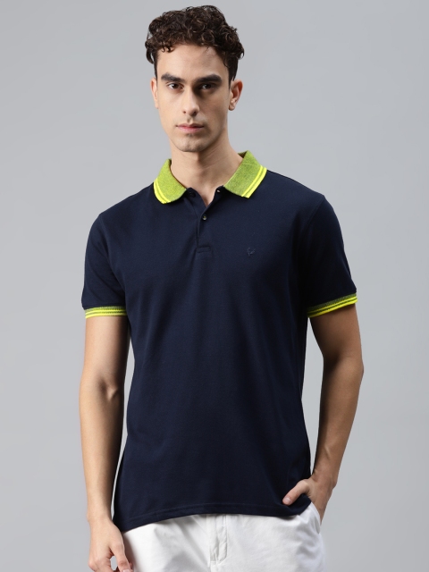 

Allen Solly Men Navy Blue Pure Cotton Polo Collar Pure Cotton T-shirt