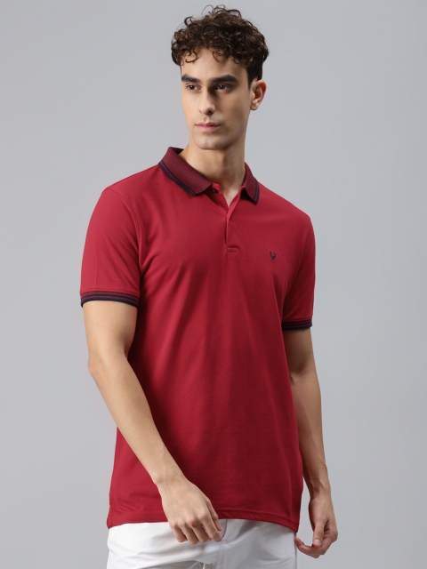 

Allen Solly Men Red Solid Pure Cotton Polo Collar T-shirt