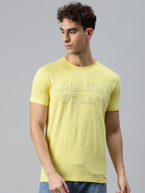 

Allen Solly Men Yellow & Blue Brand Logo Print Round Neck T-shirt