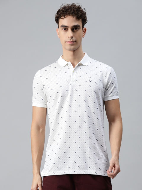 

Allen Solly Men White & Navy Blue Printed Polo Collar T-shirt