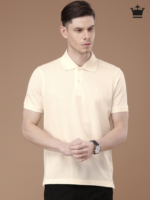 

Louis Philippe Cream-Coloured Polo Pure Cotton T-shirt, Brown