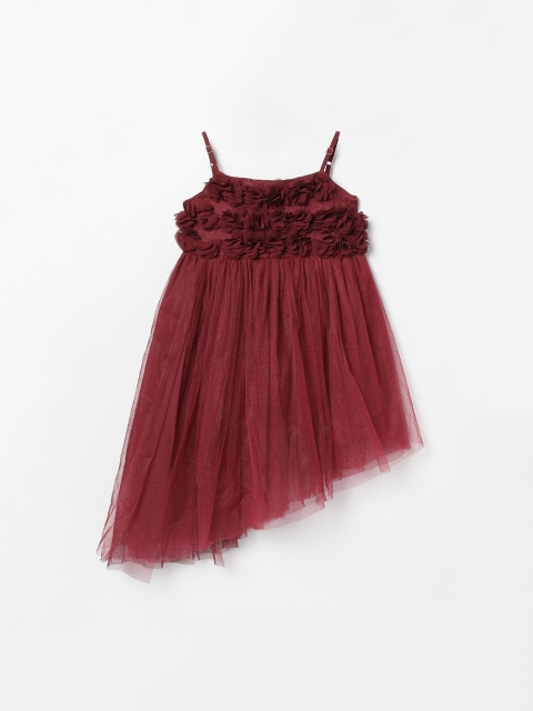 

max Girls Maroon Dress Self-Design Fit & Flare Dress