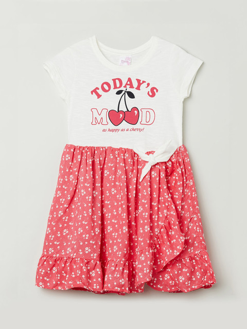 

max Girls Cream Printed Cotton Dress