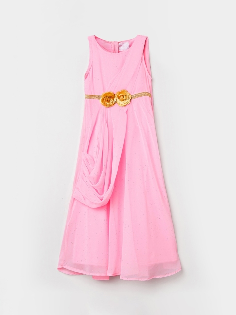 

max Girls Pink Maxi A-Line Belted Dress