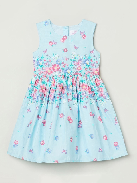 

max Girls Blue Cotton Floral Dress