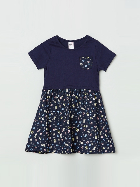 

max Blue & Yellow Floral A-Line Dress