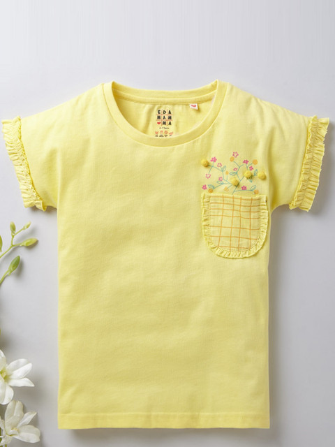 

Ed-a-Mamma Girls Yellow Extended Sleeves Sustainable T-shirt