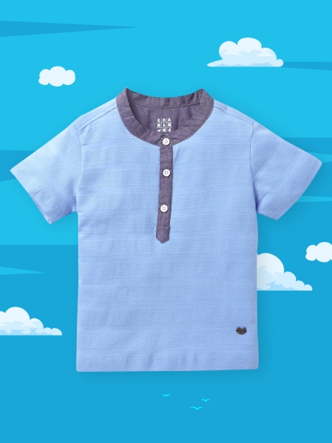 

Ed-a-Mamma Boys Blue Henley Neck T-shirt