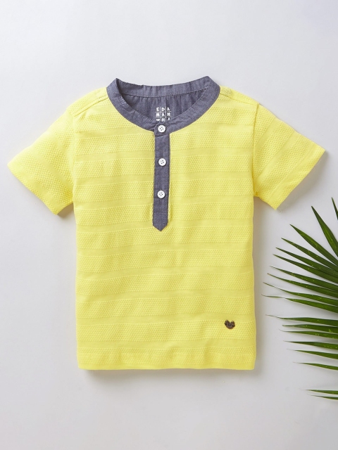 

Ed-a-Mamma Boys Yellow Henley Neck Sustainable T-shirt
