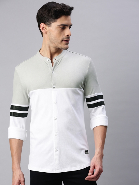 

abof Men White & Grey Colourblocked Casual Shirt