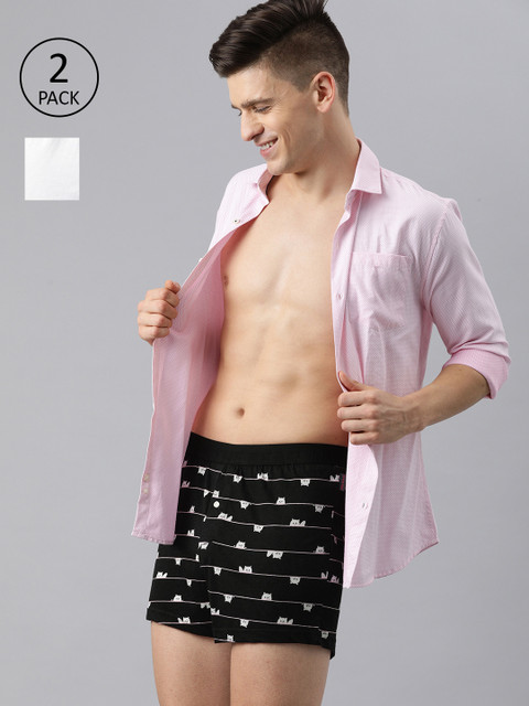 

THE BEAR HOUSE Men Pack Of 2 Assorted Comfort Fit Knitted Pure Cotton Boxers TBH-DUSTER