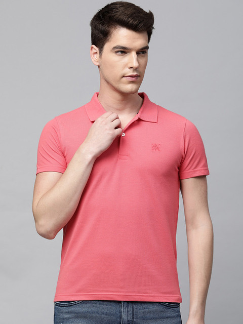 

abof Men Pink Solid Polo Collar T-shirt