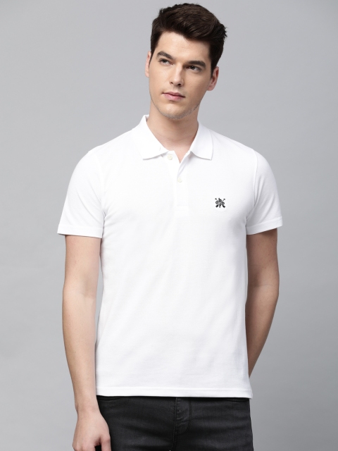 

abof Men White Solid Polo Collar T-shirt