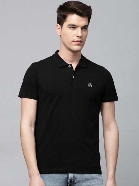 

abof Men Black Solid Polo Collar T-shirt