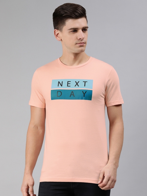 

abof Men Pink Typography Printed Pure Cotton T-shirt