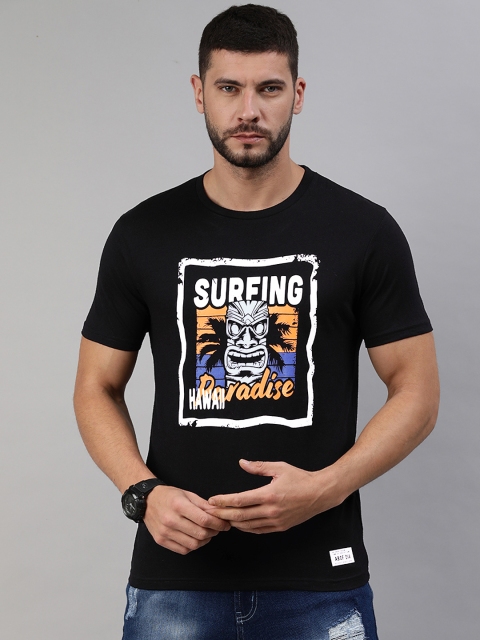 

abof Men Black & White Printed T-shirt
