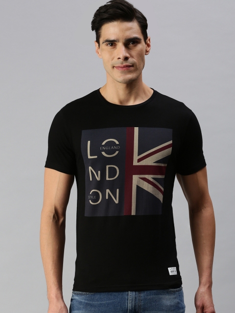 

abof Men Black Printed Pure Cotton T-shirt
