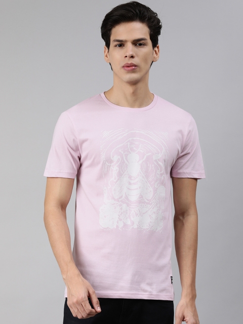 

abof Men Pink & White Printed T-shirt