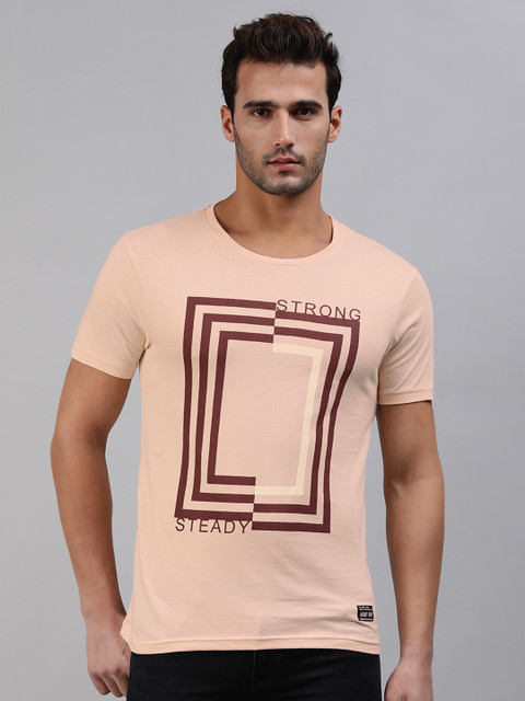 

abof Men Pink Maroon Geometric Printed Regular Fit Pure Cotton Casual Pure Cotton T-shirt