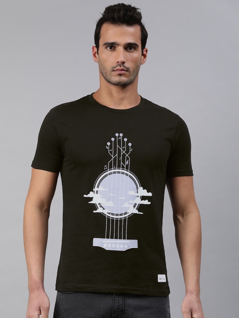 

abof Men Black Printed T-shirt
