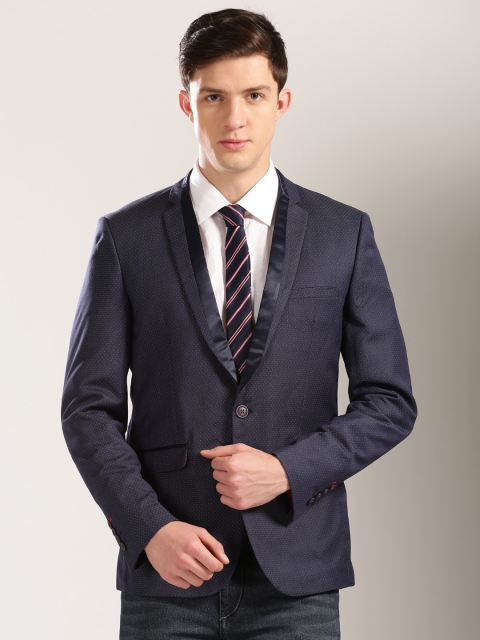 

Harvard Navy Slim Fit Single-Breasted Blazer, Navy blue