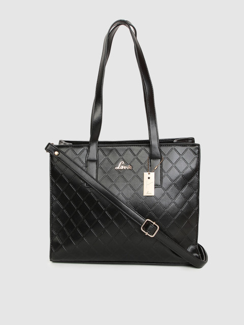 

Lavie Black Geometric Textured Structured Shoulder Bag