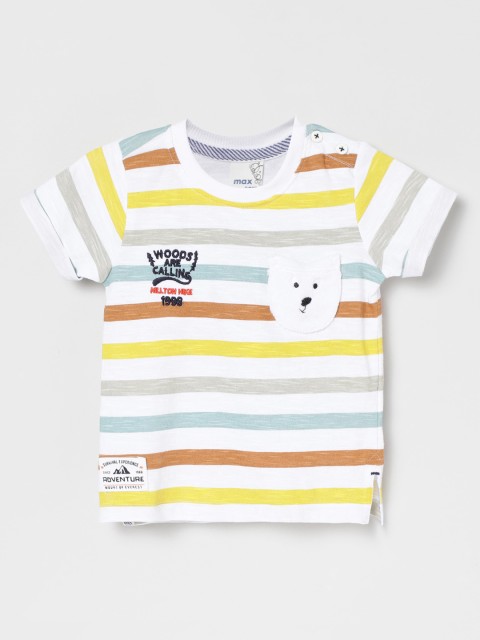 

max Boys Multi Striped Applique T-shirt