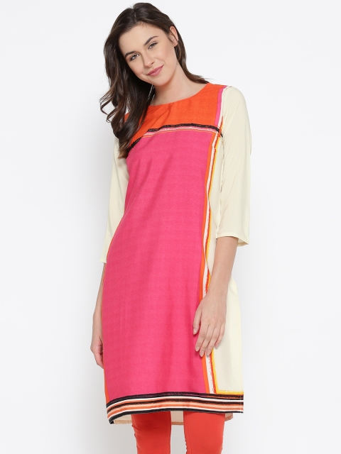 

Rangmanch by Pantaloons Off-White Polyester Kurta