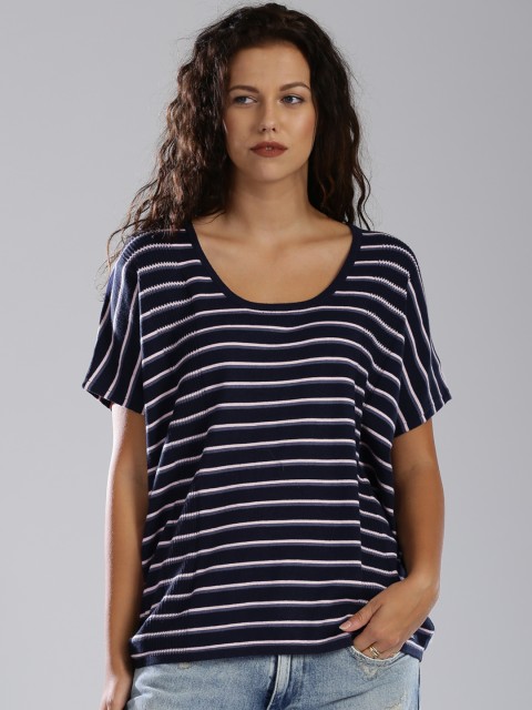 

Tommy Hilfiger Navy & Pink Striped Sweater, Navy blue