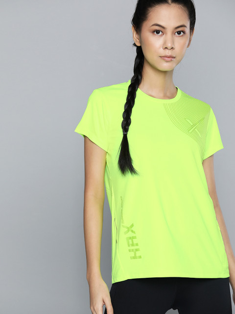 

HRX By Hrithik Roshan Women Neon Green Solid Rapid-Dry Antimicrobial Running Tshirt