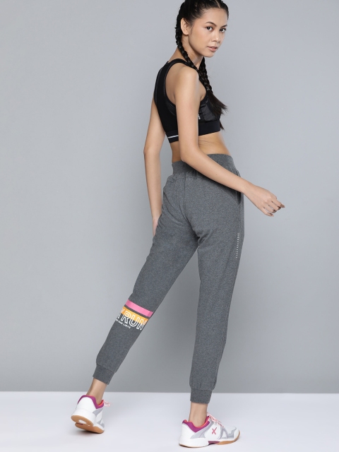 

HRX By Hrithik Roshan Women Anthra Melange Typographic Slim Fit Rapid-Dry Running Joggers, Charcoal