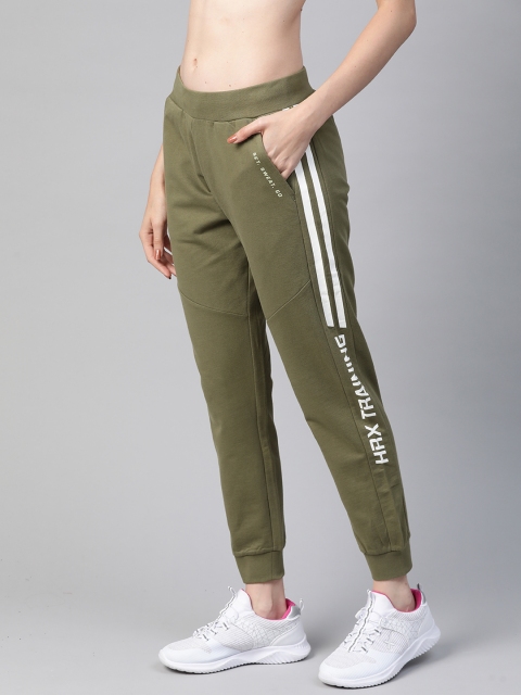 

HRX by Hrithik Roshan Women Brunt Oliva Solid Slim Fit Rapid-Dry Training Joggers, Olive