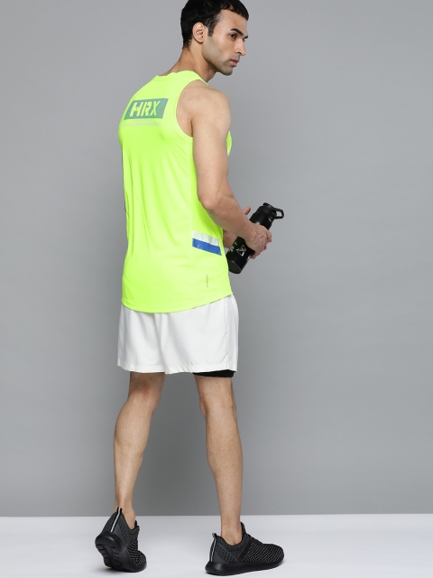 

HRX By Hrithik Roshan Men Neon Green Brand Logo Back Printed Rapid-Dry Training Tshirt, Fluorescent green