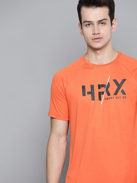 

HRX By Hrithik Roshan Men Koi Typographic Rapid-Dry Antimicrobial Training T-shirt, Orange