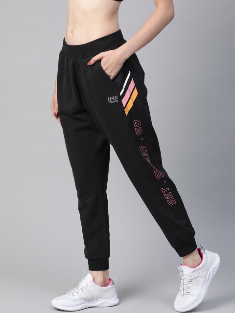 

HRX By Hrithik Roshan Women Jet Black Typographic Regular Rapid-Dry Training Joggers