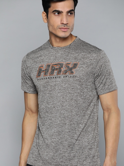 

HRX By Hrithik Roshan Men Grey Melange Solid Rapid-Dry Antimicrobial Training T-shirt