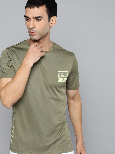 

HRX By Hrithik Roshan Men Burnt Olive Graphic Rapid-Dry Antimicrobial Running T-shirt