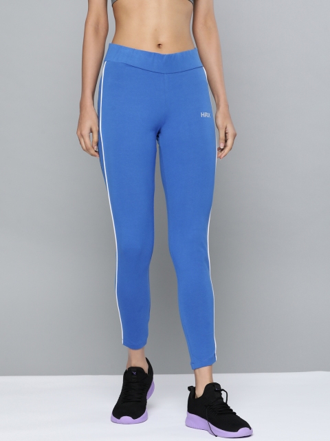 

HRX By Hrithik Roshan Women Turkesh Sea Solid Skinny Rapid-Dry Cropped Training Tights, Blue