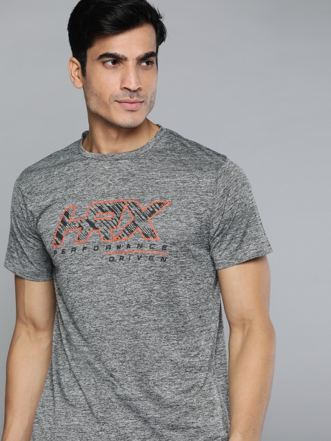 

HRX By Hrithik Roshan Men Grey Melange Typographic Rapid-Dry Training T-shirt