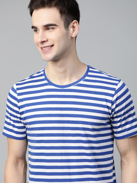 

Mast & Harbour Men Blue & White Striped T-shirt