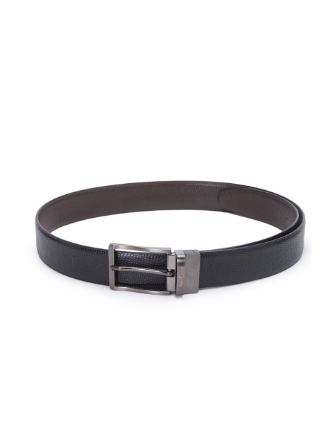 

Allen Cooper Men Black & Brown Textured Leather Reversible Belt